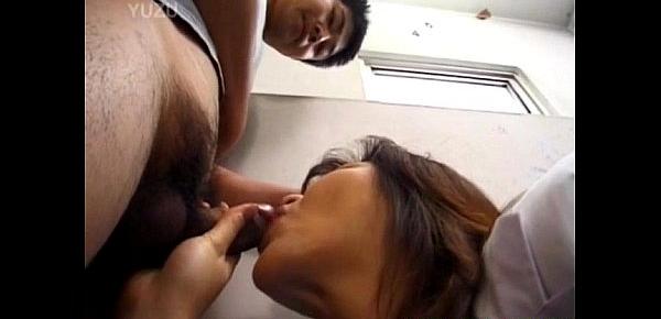  Yuko Tachibana has cum pouring from mouth after sucking boner